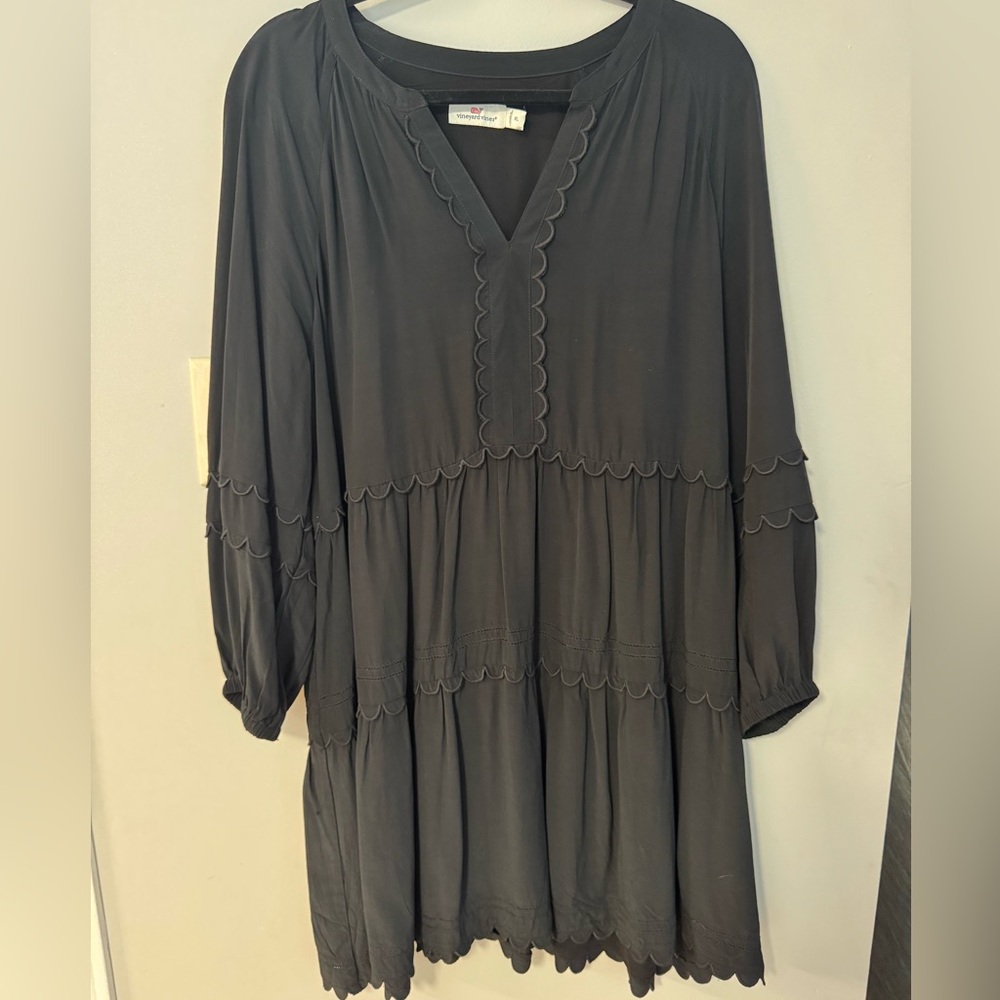 Vineyard Vines Black Scalloped Dress